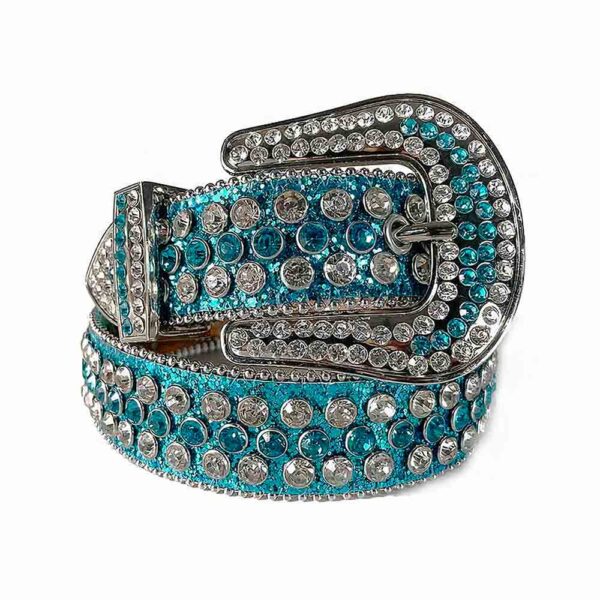 Aqua-Blue-Strap-With-Diamond-Aqua-Blue belt