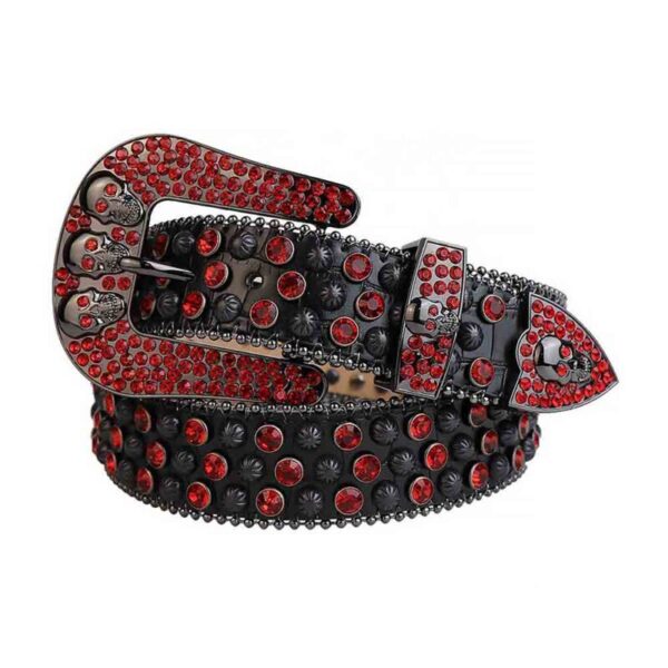 Black-Leather-with-Skulls-Studded-Red belt