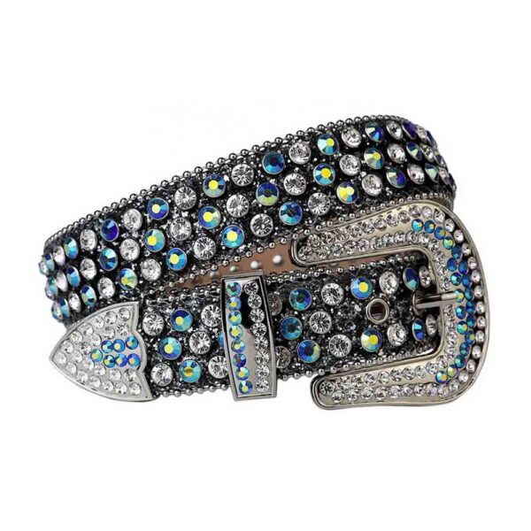 Black-Shimmer-Leather-Multi-Blue-and-White belt