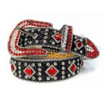 Black-Shimmer-Strap-with-Large-Red-and-Small-White belt