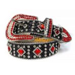 Black-Shimmer-Strap-with-Large-Red-and-Small-White belt