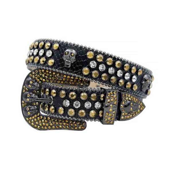 Black-Strap-Skulls-Gold-and-White-Rhinestone-Belt