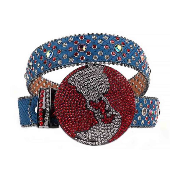 Blue-Globe-Leather-Strap-with-White-and-Red belt