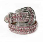 Pink-shining-leather-With-Pink-White belt
