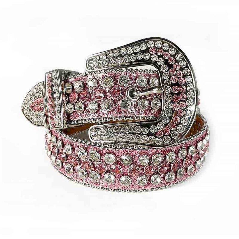 Pink-shining-leather-With-Pink-White belt