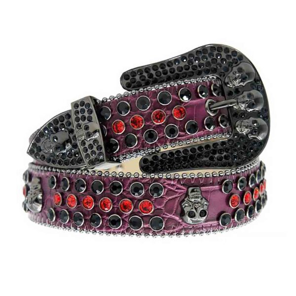 Purple-Strap-With-Black-Red-Studded-Rhinestone-Belt