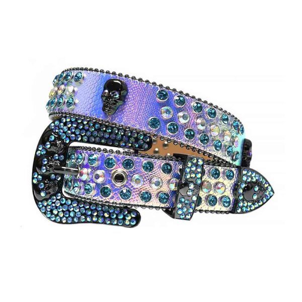 Purple-with-Skulls-Studded-Iridescent-and-Multi belt