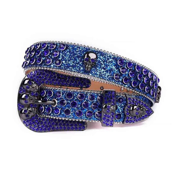 Royal-Blue-Shimmer-Strap-with-Skulls-Studded-Blue belt
