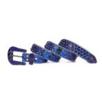 Royal-Blue-Shimmer-Strap-with-Skulls-Studded-Blue belt