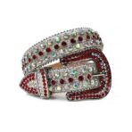 Silver-With-Multi-Color-Red-Studded belt
