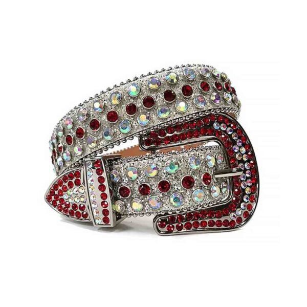 Silver-With-Multi-Color-Red-Studded belt