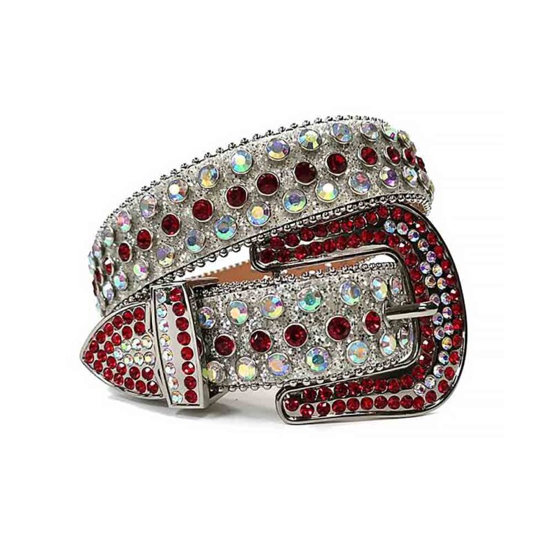 Silver-With-Multi-Color-Red-Studded belt