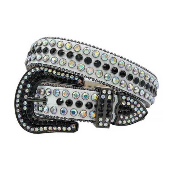 White-Leather-Iridescent-and-Black Belt