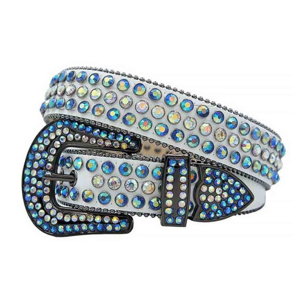 White-Leather-Strap-with-Iridescent-and-Multi-Blue belt