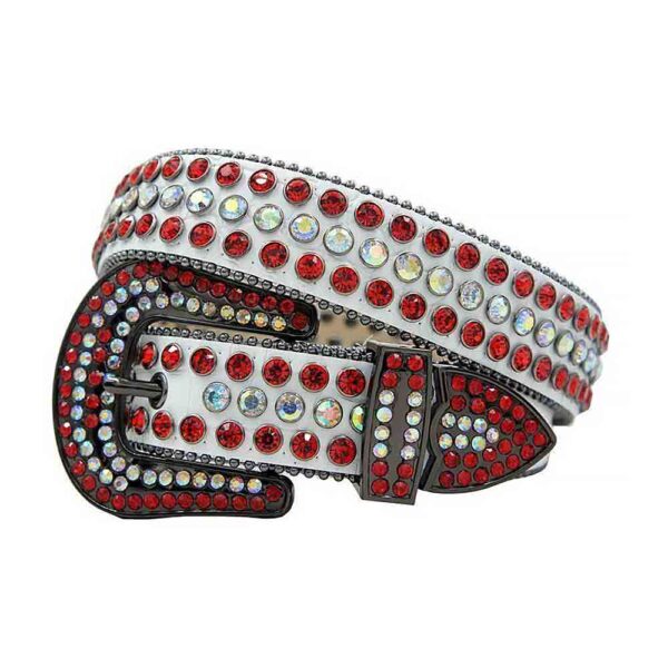 White-Leather-Strap-with-Multicolor-and-Red belt