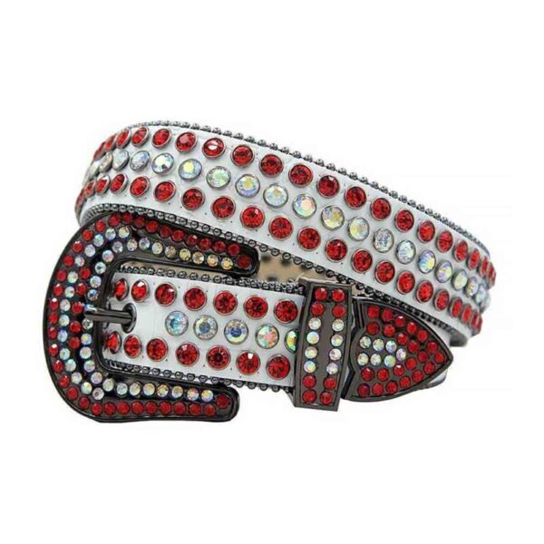 White-Leather-Strap-with-Multicolor-and-Red belt