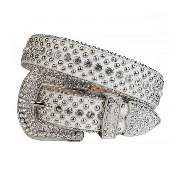 White-Leather-with-Silver-Metals-Studded-and-White belt