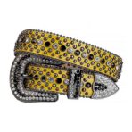 Yellow-Leather-Strap-with-Black-and-White belt