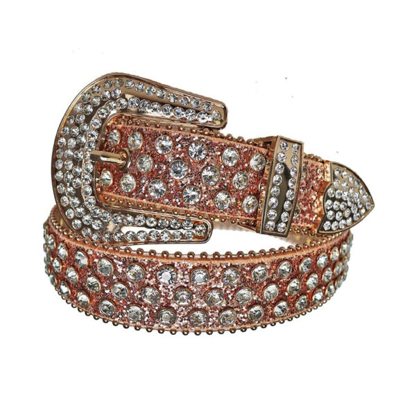 Brown-strap-rhinestone-belt