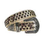 Brown-strap-rhinestone-belt
