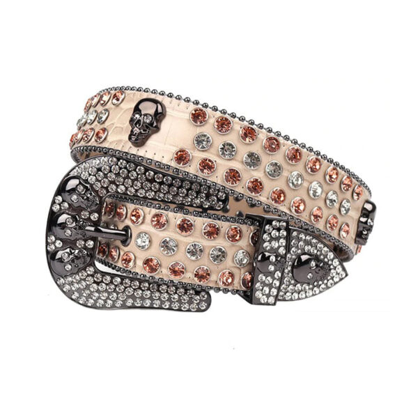 Brown-strap-rhinestone-belt