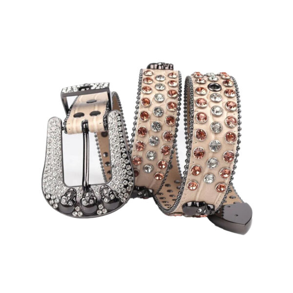 Brown-strap-rhinestone-belt
