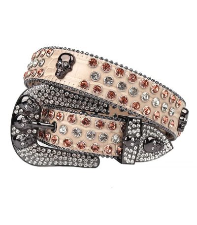 Brown-strap-rhinestone-belt