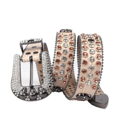 Brown-strap-rhinestone-belt